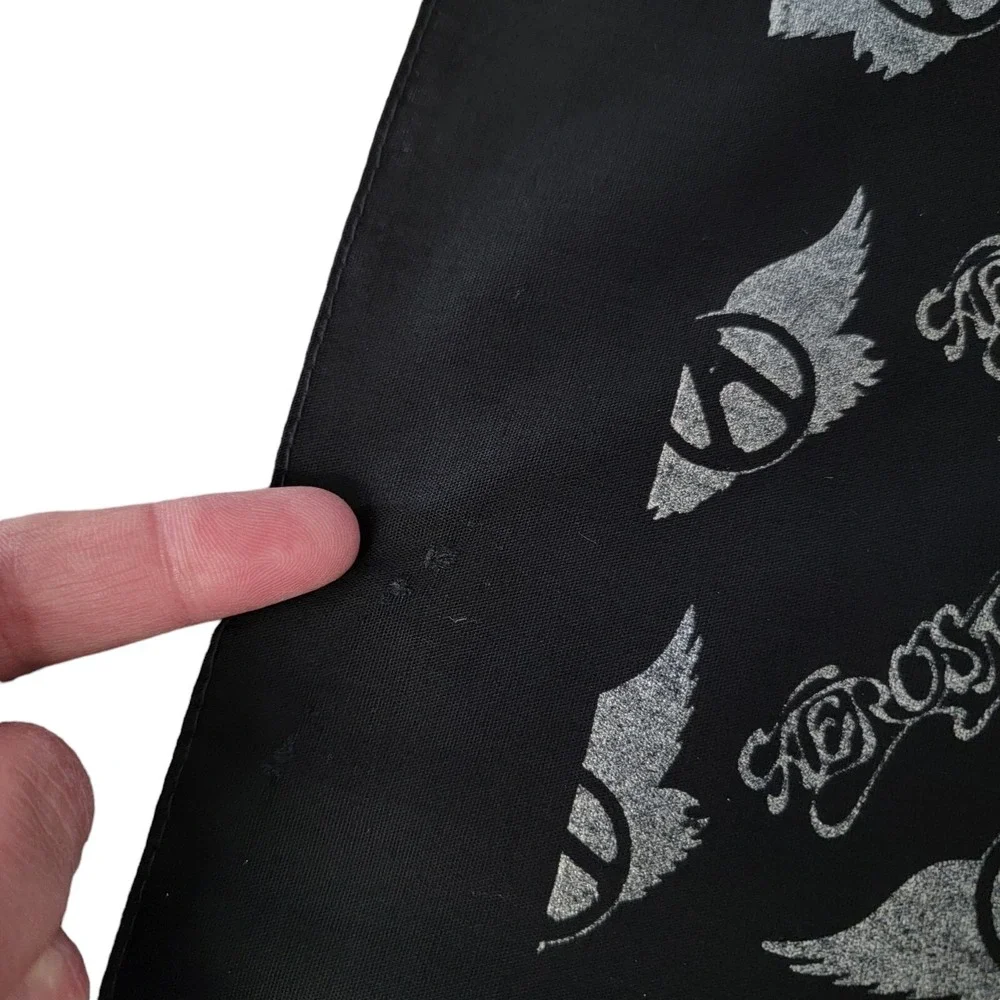Vintage Aerosmith Tour Bandana Scarf 80s Black White Steven Tyler Wings‎ READ